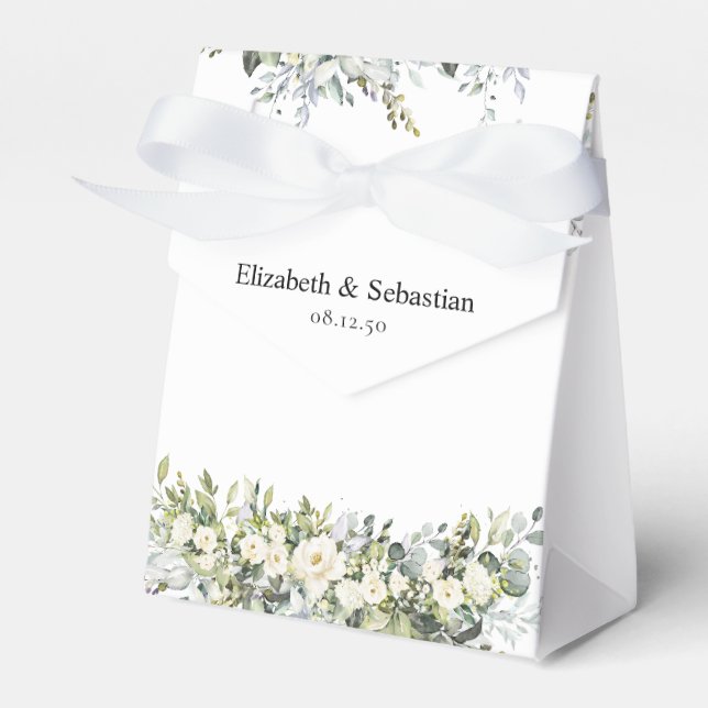 Ballotins Boîte de cadeau de mariage à fleurs blanches (Verso)