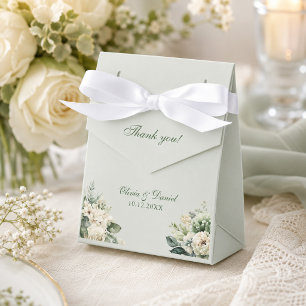 Ballotins Boîte de cadeau de mariage à fleurs vert sauge dou