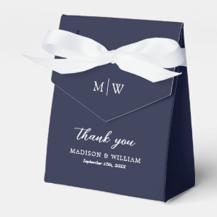 Ballotins Boîte de cadeau de mariage bleu marine Monogram