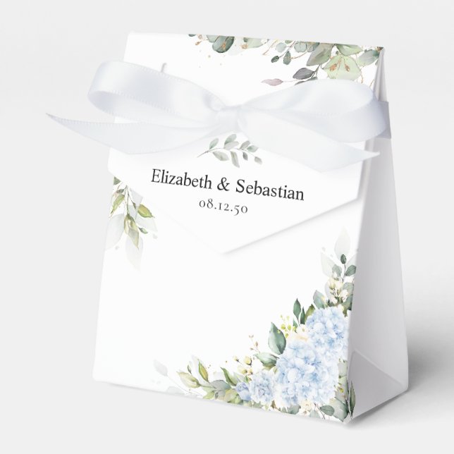 Ballotins Boîte de cadeau de mariage floral Hydrangea Bleu (Verso)