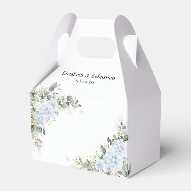 Ballotins Boîte de cadeau de mariage floral Hydrangea Bleu (Verso)