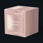 Ballotins Boîte de cadeau personnalisée avec texte et paille<br><div class="desc">Boîtes de faveur avec gouttes de paillettes rose gold blush personnalisable avec votre texte unique ou sans texte - Créez votre cadeau spécial - Redimensionnez et déplacez ou supprimez et ajoutez du texte / éléments avec l'outil de personnalisation. Conçu par MIGNED. Veuillez consulter mes autres projets. Vous pouvez également transférer...</div>