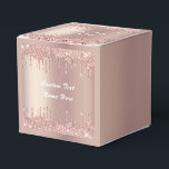 Ballotins Boîte de cadeau personnalisée avec texte et paille<br><div class="desc">Boîtes de faveur avec gouttes de paillettes rose gold blush personnalisable avec votre texte unique ou sans texte - Créez votre cadeau spécial - Redimensionnez et déplacez ou supprimez et ajoutez du texte / éléments avec l'outil de personnalisation. Conçu par MIGNED. Veuillez consulter mes autres projets. Vous pouvez également transférer...</div>