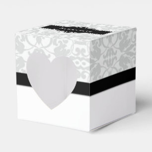 Ballotins Boîte de coeur Damas noir et blanc personnalisée