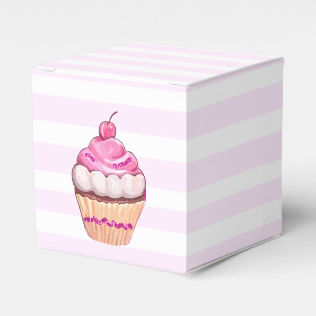 Ballotins Boîte de Cupcake cerise rose (Verso)