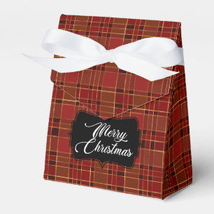 Ballotins Boîte de faveur à carreaux rouge de Noël