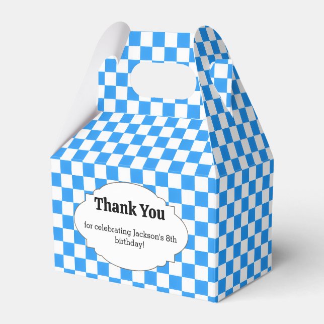 Ballotins Boîte de Faveur à Pignon à Damier Bleu (Verso)