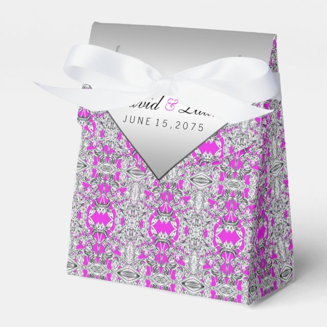 Ballotins Boîte de Faveur Argent Fuchsia (Verso)