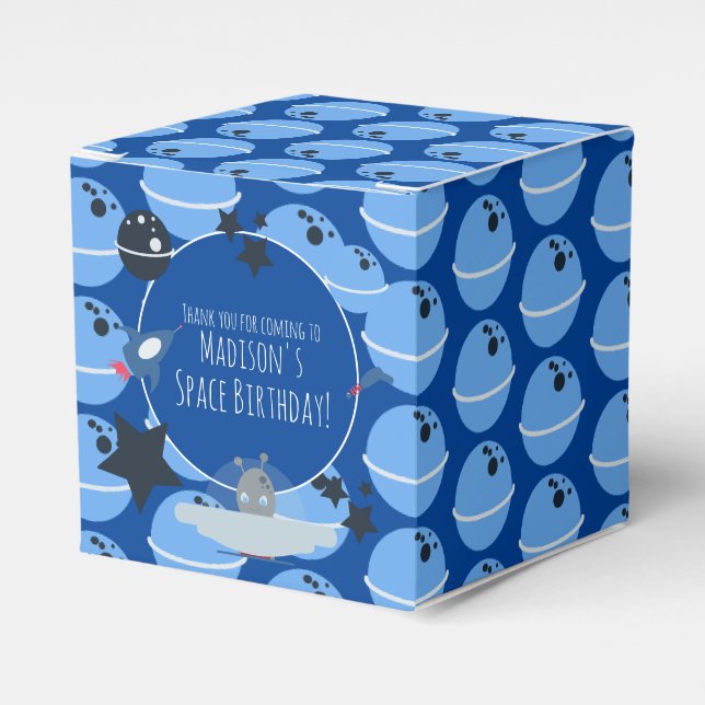 Ballotins Boîte de faveur bleue à thème extraterrestre pour  (Verso)
