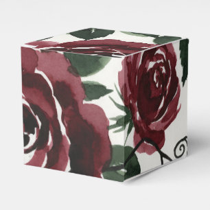 Ballotins Boîte de faveur carrée de roses rouges foncées