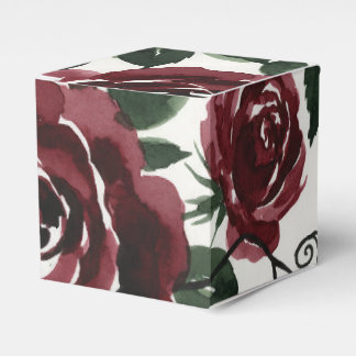 Ballotins Boîte de faveur carrée de roses rouges foncées