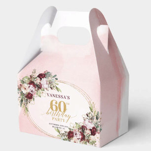 Ballotins Boîte de Faveur d'Anniversaire 60 Ans Rouge Profon