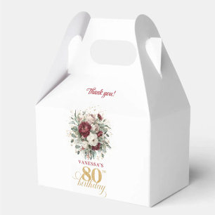 Ballotins Boîte de faveur d'anniversaire 80 ans Chic Burgund