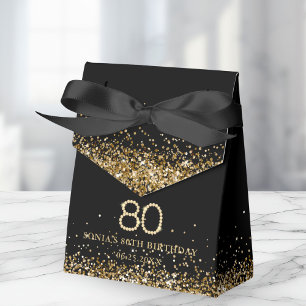 Ballotins Boîte de Faveur d'Anniversaire 80 ans Elegant Gold
