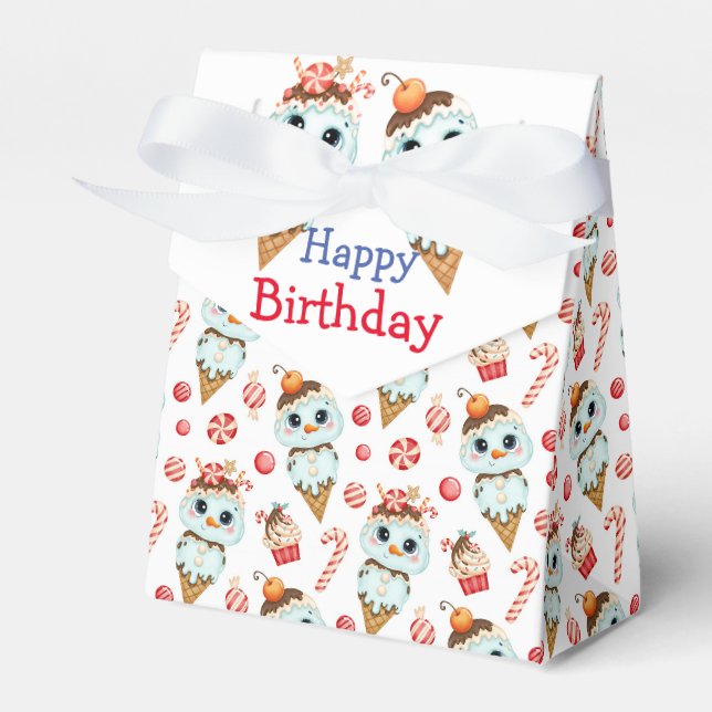 Ballotins Boîte de faveur d'anniversaire douce d'hiver (Verso)