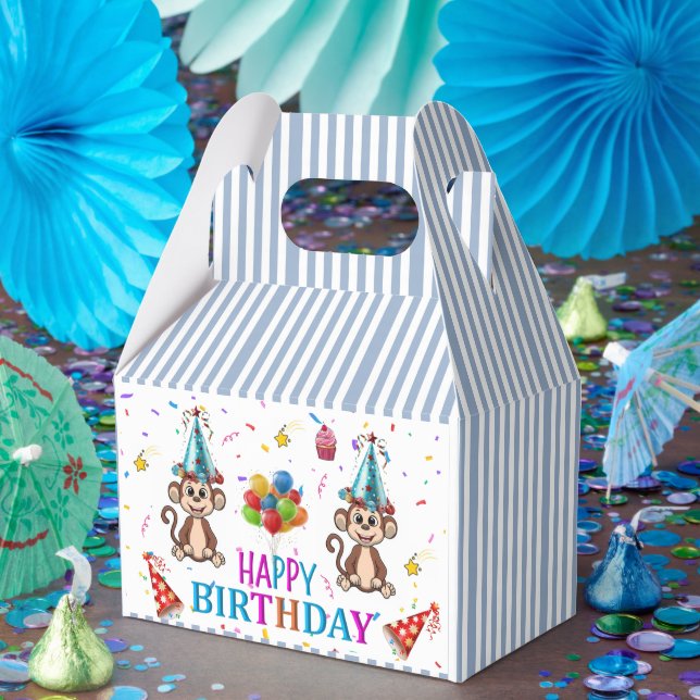 Ballotins Boîte de faveur d'anniversaire Gable Monkey Cupcak (Fête)