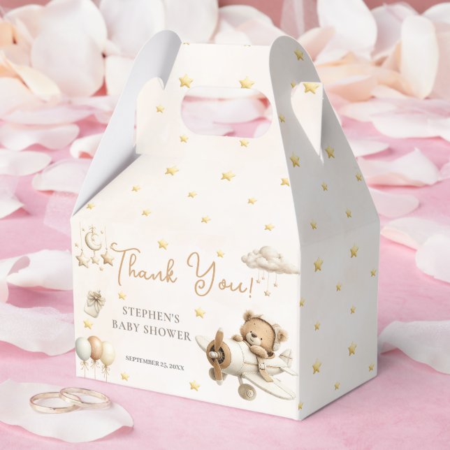 Ballotins Boîte de faveur d'avion de Teddy Bear marron (Mariage)