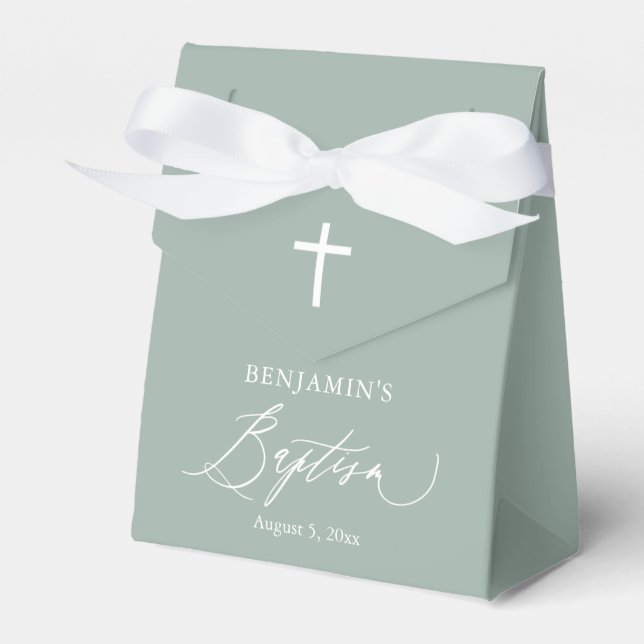 Ballotins Boîte de faveur de baptême garçon croix blanche ve (Verso)