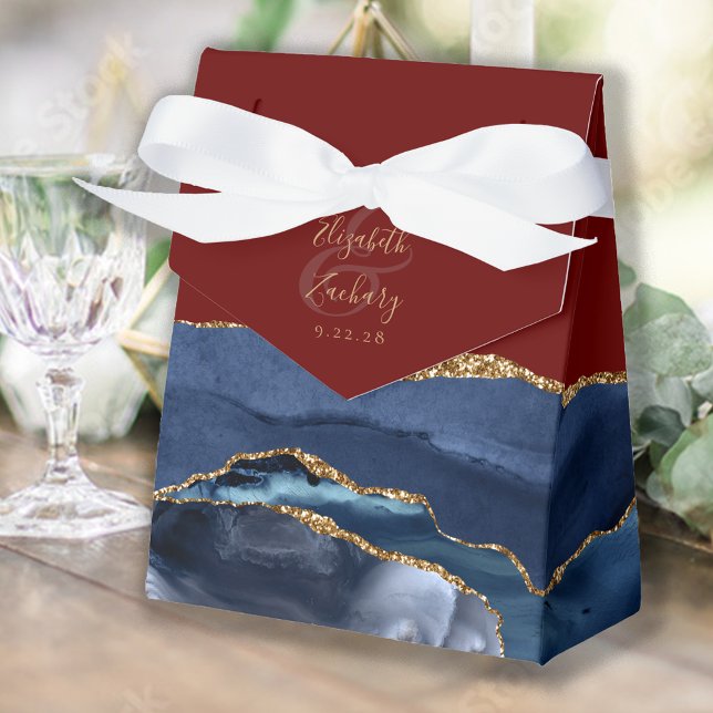 Ballotins Boîte de faveur de bleu marine de géode d'agate Bo (Créateur téléchargé)