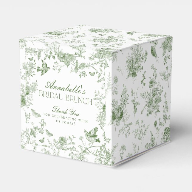 Ballotins Boîte de Faveur de Brunch de Mariage Florale Toile (Arrière)