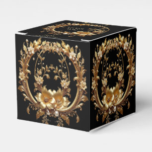 Ballotins Boîte de faveur de cadre orné de fleurs dorées