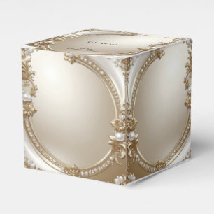 Ballotins Boîte de Faveur de Cadre Orné Doré avec Perles
