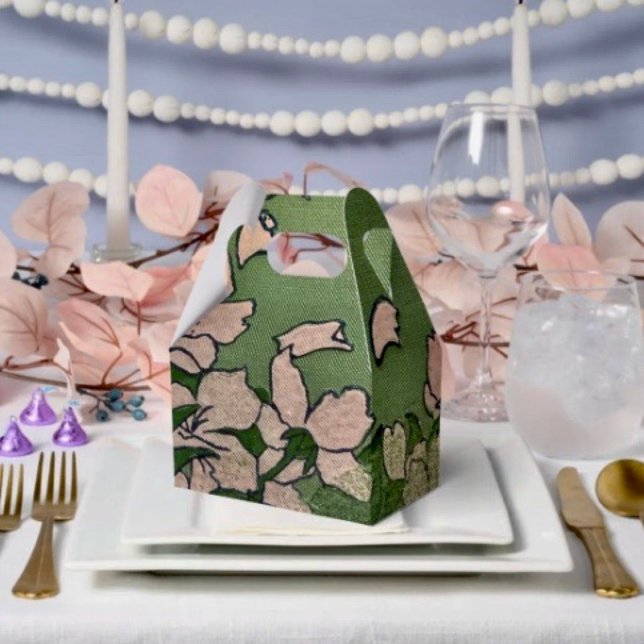 Ballotins Boîte de faveur de cascade de fleurs roses  (D: 5"w x 3"l x 6.5”h. High-quality card stock. Food contact safe. Ships flat. 
)