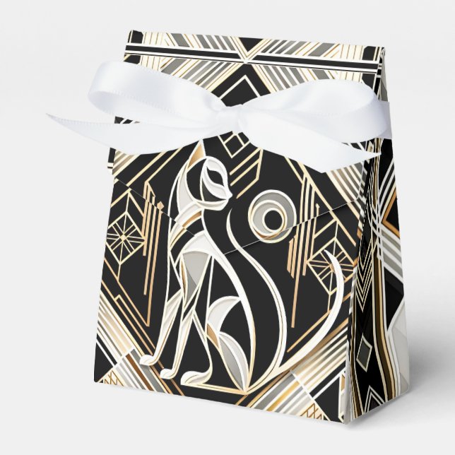 Ballotins Boîte de faveur de chat noir abstrait décoratif (Verso)