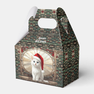 Ballotins Boîte de faveur de chaton blanc avec chapeau de Pè