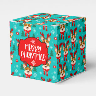 Ballotins Boîte de faveur de chien Corgi de Noël joyeux