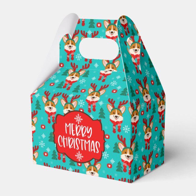 Ballotins Boîte de faveur de chien Corgi de Noël joyeux (Verso)