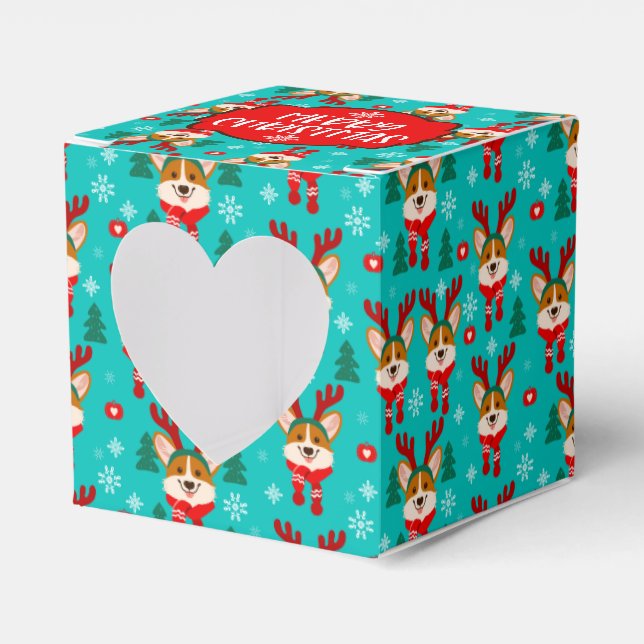 Ballotins Boîte de faveur de chien Corgi de Noël joyeux (Verso)