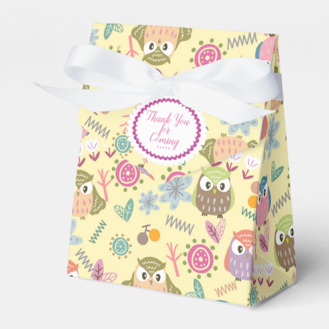 Ballotins Boîte de faveur de chouette jaune mignonne (Verso)