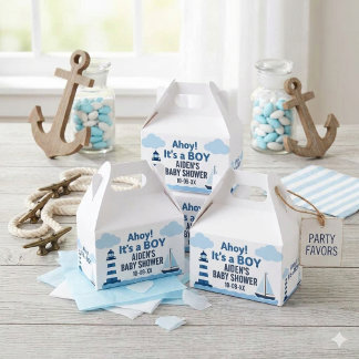 Ballotins Boîte de faveur de douche bébé nautique Ahoy C'est