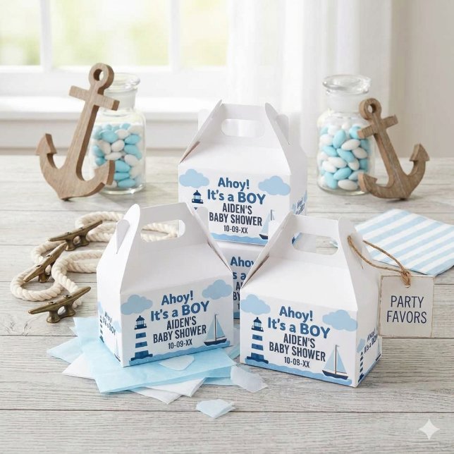 Ballotins Boîte de faveur de douche bébé nautique Ahoy C'est (Créateur téléchargé)