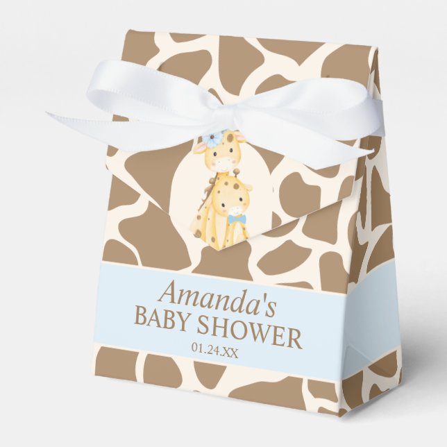 Ballotins Boîte de faveur de douche de bébé girafe garçon (Verso)