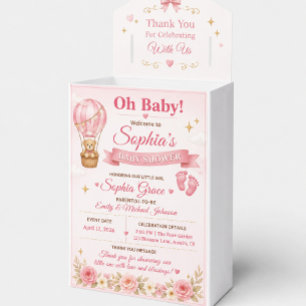 Ballotins Boîte de faveur de douche de bébé rose personnalis