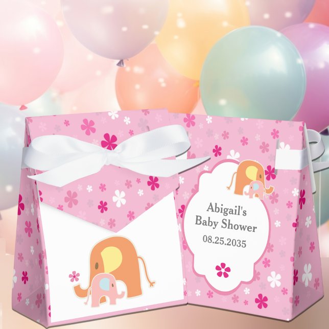 Ballotins Boîte de Faveur de Douche d'Éléphant Bébé Fille (Créateur téléchargé)