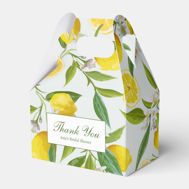 Ballotins Boîte de faveur de douche nuptiale Lemon Main Sque (Verso)