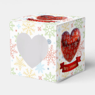 Ballotins Boîte de faveur de fenêtre de cœur de Noël en floc
