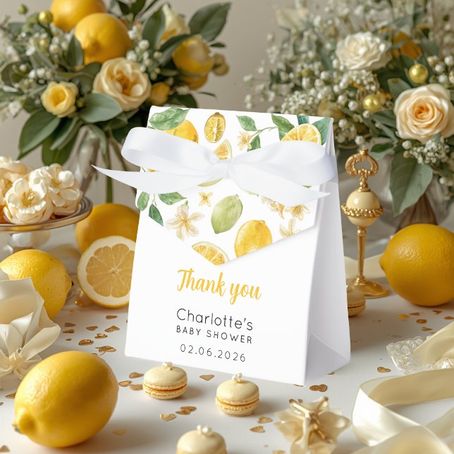 Ballotins Boîte de Faveur de Fleur de Citron à Aquarelle Per (Créateur téléchargé)