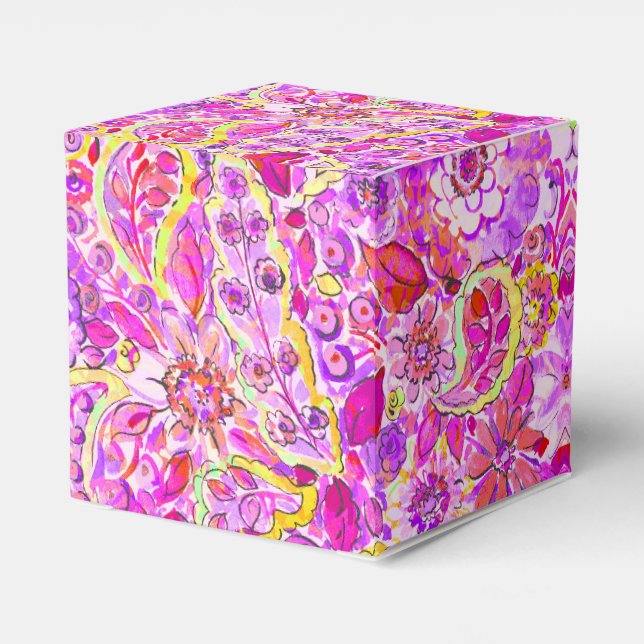 Ballotins Boîte de faveur de fleurs abstraites rose mignonne (Arrière)
