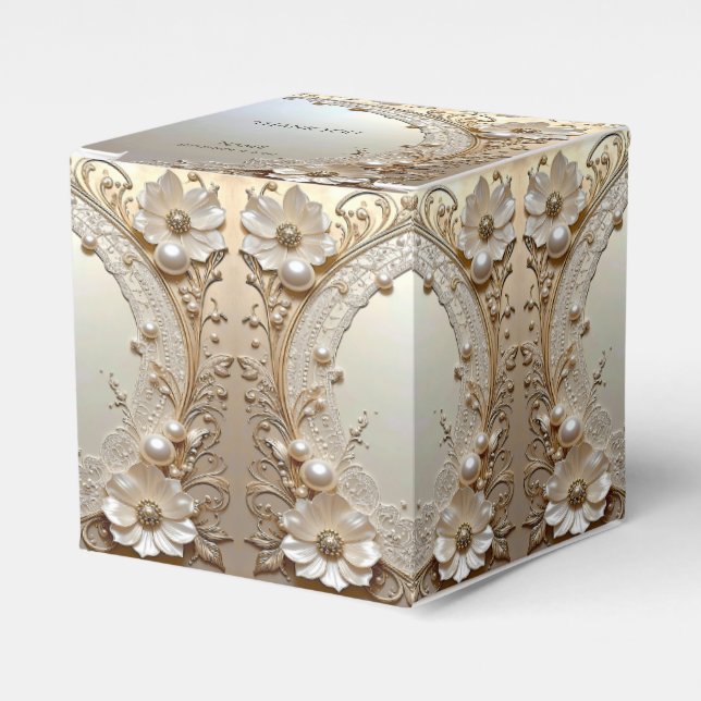 Ballotins Boîte de Faveur de Fleurs Blanches Modernes Perles (Verso)