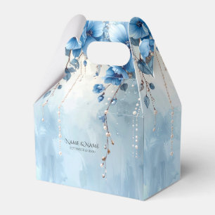 Ballotins Boîte de faveur de fleurs bleues et de perles