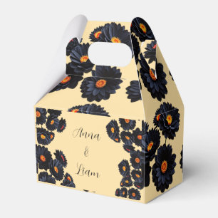 Ballotins Boîte de faveur de fleurs en velours noir