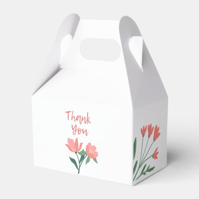 Ballotins Boîte de faveur de fleurs rose élégant (Arrière)