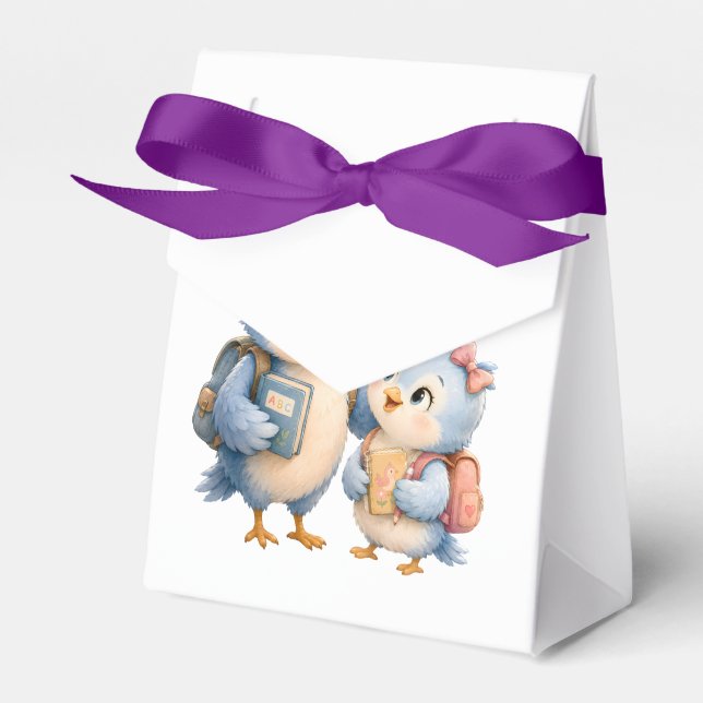 Ballotins Boîte de faveur de frères et sœurs d'oiseau doux (Verso)