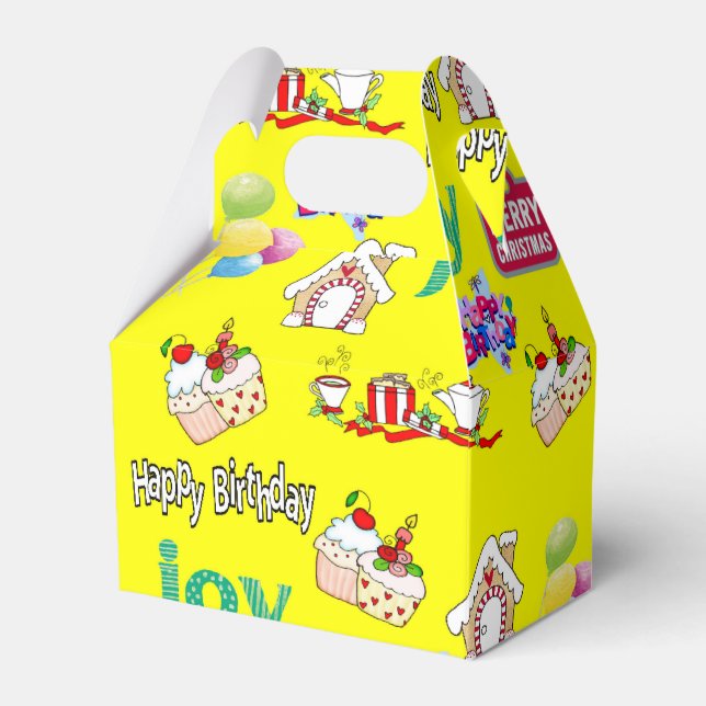 Ballotins Boîte de faveur de Gable Joyeux Noël Joyeux Annive (Verso)