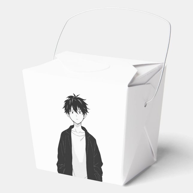 Ballotins Boîte de faveur de garçon d'anime minimal (Recto)