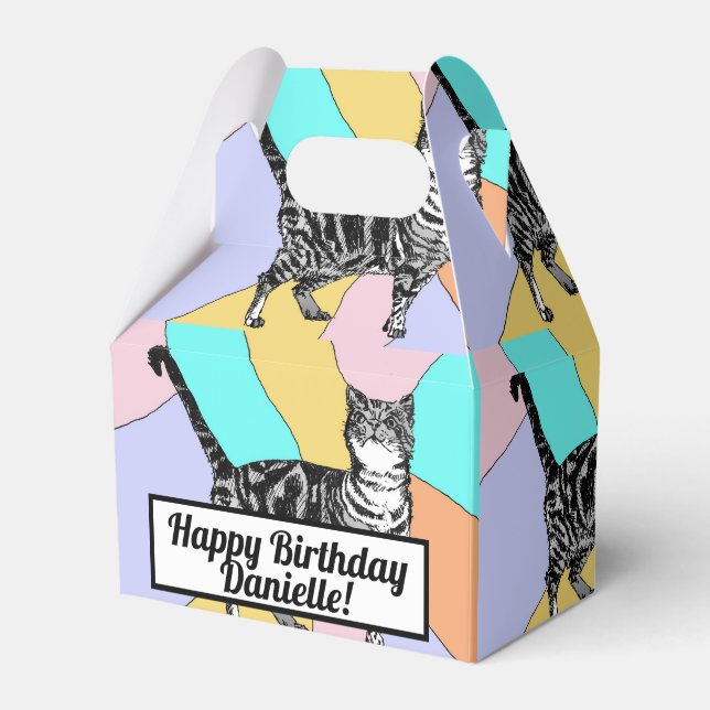 Ballotins Boîte de faveur de gâteau d'anniversaire pour chat (Verso)